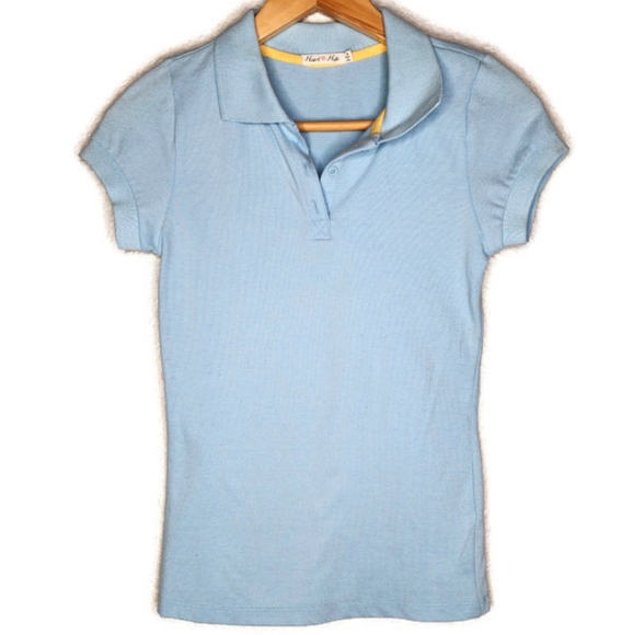 Heart and Hips Ice Blue Polo Shirt Size S - Picture 1 of 7